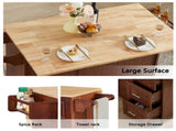 Kitchen Island with Drop Leaf Countertop, Rolling Kitchen Island Cart , Barn Door Kitchen Island 99282350