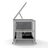 2-Tier Bunny Hutch, Wood Rabbit Cage on Wheels with Openable Roof, Ramp, Easy-to-Clean Tray, Guinea W2181P356045
