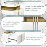 Contemporary Coffee Table with Faux Marble Top, Rectangle Cocktail Table with 41562548