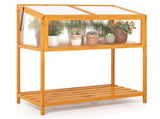 2-in-1 Fir Wood Elevated Greenhouse with Slatted Shelf, Adjustable Roof Cold Frame for Extending 09769934