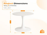 Round Tulip Dining Table, 27.6 Inch Circular Kitchen Table for 2 People, Melamine Laminated MDF 09175946