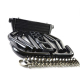 JDM 28" Turbo Intercooler Black2.5" Aluminum Black Piping Pipe Kit Black Couplers Black 58093000