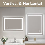 28x36" Frameless Tempered MirrorDual LED Light StripsFront and Back Lighting T3177P320555