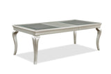 ZUN Modern Formal 1pc Dining Rectangular Table with 18-Inch Table Leaf Glass Champagne Finish Dining B011131257