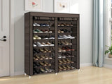 Double Row 10-Tier Non-Woven Fabric Shoe Cabinet with Iron Pipes and Plastic Components, Brown 47364697