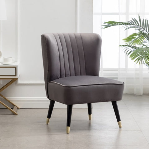 ZUN Elon Contemporary Velvet Upholstered Accent Chair, Gray T2574P172742