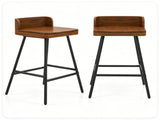 Set of 2 Walnut Wooden Counter Stool with Footrest & Adjustable Anti-Slip Feet, Industrial Modern 54552474