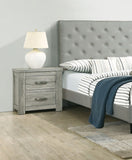 Bedroom Furniture Rustic Light Grey Simple 1pc Nightstand 2-Drawers Bed Side Table Solidwood B011P236769