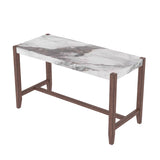 Counter Height Table, 47.5 Inch Faux Marble Finish Bar Dining Table, Modern Bar Tall Dining Table N752P269652K
