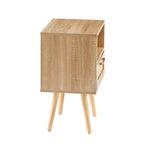 ZUN 15.75" Rattan End table with drawer and solid wood legs, Modern nightstand, side table for living W2181P201357