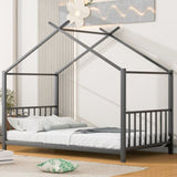 Twin Size Metal House Platform Bed, Black MF322835AAB