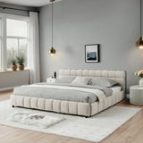 California King size Upholstered Bed ,comfortable upholstered bed frame, Chenille fabric, with W487P311316