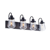 ZUN Indoor Modern Bedroom Wall Lamp In Matte Black, Iron Clear Glass Shade,4-Lights E26 Bulb Bathroom W2877P216915