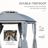 ZUN 144x144 Inch Round Outdoor Gazebo, Patio Dome Gazebo Canopy Shelter with Double Roof, Netting 20014471