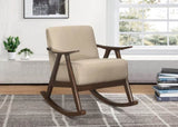 Modern Home Furniture 1pc Rocking Chair Light Brown Fabric Upholstered Dark Walnut Finish Wood B011P255255