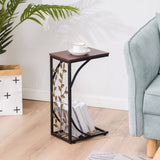 54*30.5*21CM Leaf Pattern Iron Side Table Coffee Table Brown 84392576