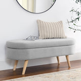 Ottoman Oval Storage Bench, Rubber Wood Legs, Grey W48764884