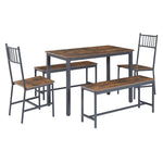 ZUN Dining Table Set, Barstool Dining Table with 2 Benches 2 Back Chairs, Industrial Dining Table for 46861734