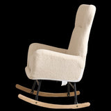 Modern Rocking Chair with High Backrest,Teddy Material Comfort Arm Rocker, Lounge Armchair for W244134105