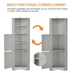 ZUN Tall Bathroom Corner Cabinet, Freestanding Storage Cabinet with Doors and Adjustable Shelves, MDF WF293800AAG