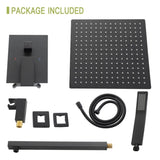 Dual Shower Head - 10 Inch Wall Mounted Square Shower System with Rough-in Valve,Matte black W124357631