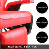 All Purpose Barber Chair Heavy Duty 440lbs Reclining Swivel Hydraulic for Barbershop Hair Salon, Red 51950622