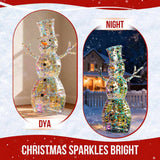 4FT Lighted Iridescent Snowman Christmas Decorations, Pre-lit Holiday Decor with 100 Warm White LED 15924623