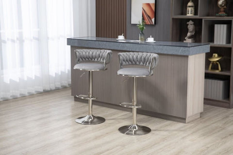 ZUN COOLMORE Swivel Bar Stools Set of 2 Adjustable Counter Height Chairs with Footrest for Kitchen, W153991578