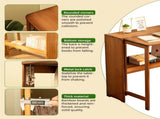 Bamboo Folding Desk, Space-Saving Computer Desk for Small Spaces, Foldable Study Table for Bedroom, W2641P408486