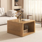 Square Coffee for Living Room in Natural Farmhouse Coffee with Storage,2-Tier Center N735P242918N