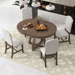 ZUN 5-Piece Retro Functional Set, Round Table with a 16"W Leaf and 4 Upholstered Chairs for 51327956