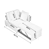 Convertible Sleeper Sofa Chair Adjustable Backrest Recliner with Pullout Sofa Bed with Wheels, W1413P227517