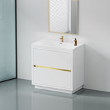 36" Freestanding Bathroom Vanity with Sink, Bathroom Storage Vanity Cabinet with Stone Resin W1573P211196