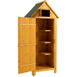 ZUN 30.3"L X 21.3"W X 70.5"H Outdoor Storage Cabinet Tool Shed Wooden Garden Shed Natural W142267667