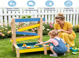 3-in-1 Kids Sand Water Play Table, Fir Wood Outdoor Sensory Activity Table with Faucet & 82841492
