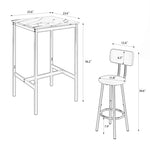 ZUN Bar table, equipped with 2 bar stools , with backrest and partition W57868881