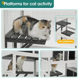 ZUN 3-Tier Wooden Outdoor & Indoor Cat House Suitable for 1-3 Cats Cat Enclosure Resting Box with 4 W1850120016