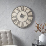 ZUN 23.6" Wood Wall Clock Natural/Grey See below B03598870