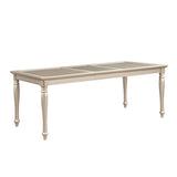 Traditional Design Silver Finish Dining Table 1pc Extension Leaf Glass Insert Top Formal Dining Room B01152850