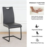 ZUN Modern Charcoal PU dining chair living room chair upholstered chair, black metal chair leg design, W210P199090