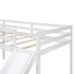 ZUN L-Shaped Twin Size Loft Bed with Ladder and Slide, White 48266650