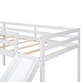 ZUN L-Shaped Twin Size Loft Bed with Ladder and Slide, White 48266650