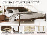 Queen Size Platform Bed Frame, Spindle Bed with Curved Tall Headboard, No Box Spring Needed, Retro 68709127