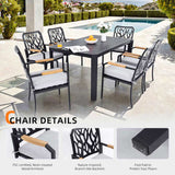 Outdoor Patio K/D Aluminum Stationary Dining Chairs 2PCS with Outdoor-grade Sunbrella Fabric W1886P272372