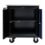 ZUN DOUBLE-DOOR CLAPBOARDl MULTI-FUNCTION TOOL CART--BLAK+BLUE 47181769