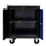 ZUN DOUBLE-DOOR CLAPBOARDl MULTI-FUNCTION TOOL CART--BLAK+BLUE W1102P182240