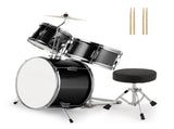 14"x10" 3-Pieces Junior Kids Drum Set Kit Pedal Drum Stick Wrench Drum Stool Black 28702756
