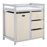 Wooden Frame Removable Top Gray Painted Pine Children's Cot with 3 Fabric Drawers 1 Fabric Bag 94766383