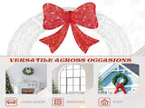 36in Pre-lit Outdoor Christmas Wreath Decoration, Lighted Metal Wreath with Red Bow, Remote Control 57008559