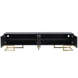 ON-TREND Modern TV Stand Metal Legs and Gold Handles for TVs Up to 80'', Media Console Table WF325614AAB